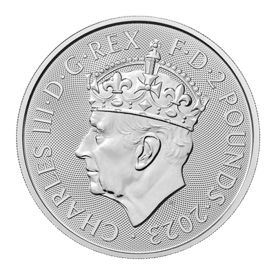A picture of a 1 oz. Silver Coronation Britannia King Charles Effigy Coin (2023)